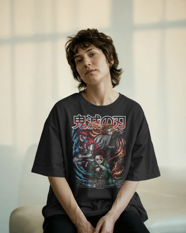 DEMON-SLAYER-(Rengoku&Tanjiro)-Over-Size Classic Tee-(UNISEX)
